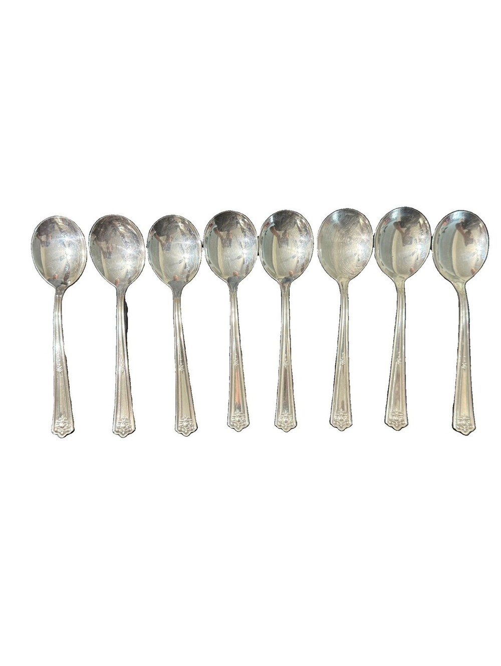 Set of 8 Rogers & Bro XII Majestic 1928 Silverplate Gumbo Soup Spoons 7”